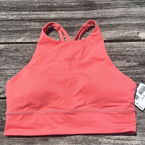 Lululemon Energy High-Neck Longline B–D Cups‎ Raspberry Cream LOGO Size 8 NWT